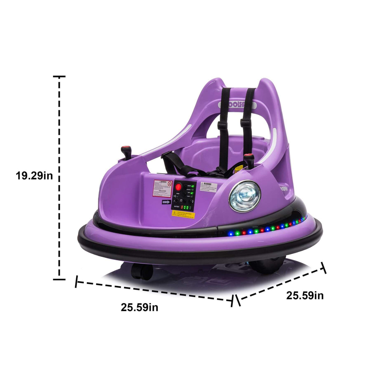 HIFINE 12V Ride On Bumper Car for Kids, 1.5-5 Years Old, Purple