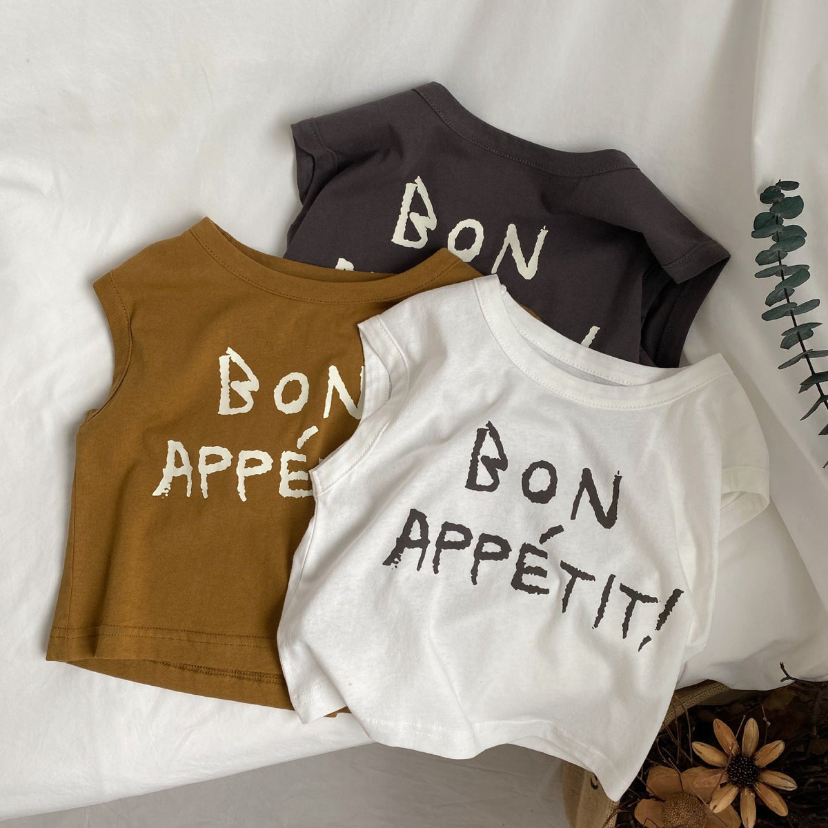 Three Little Tots Children's Letter Printed Sleeveless Vest For Boys And Girls Loose Casual Top
