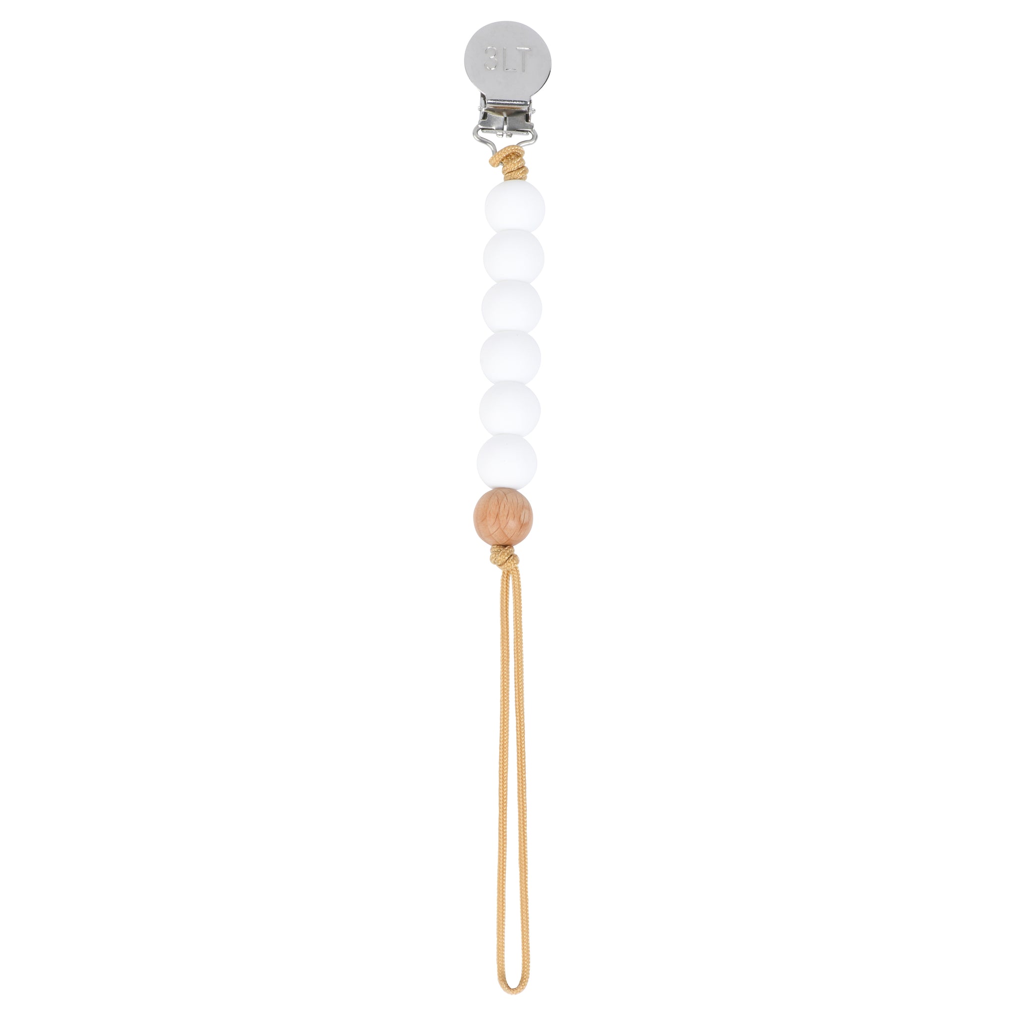 White Silicone Beaded Pacifier Clip
