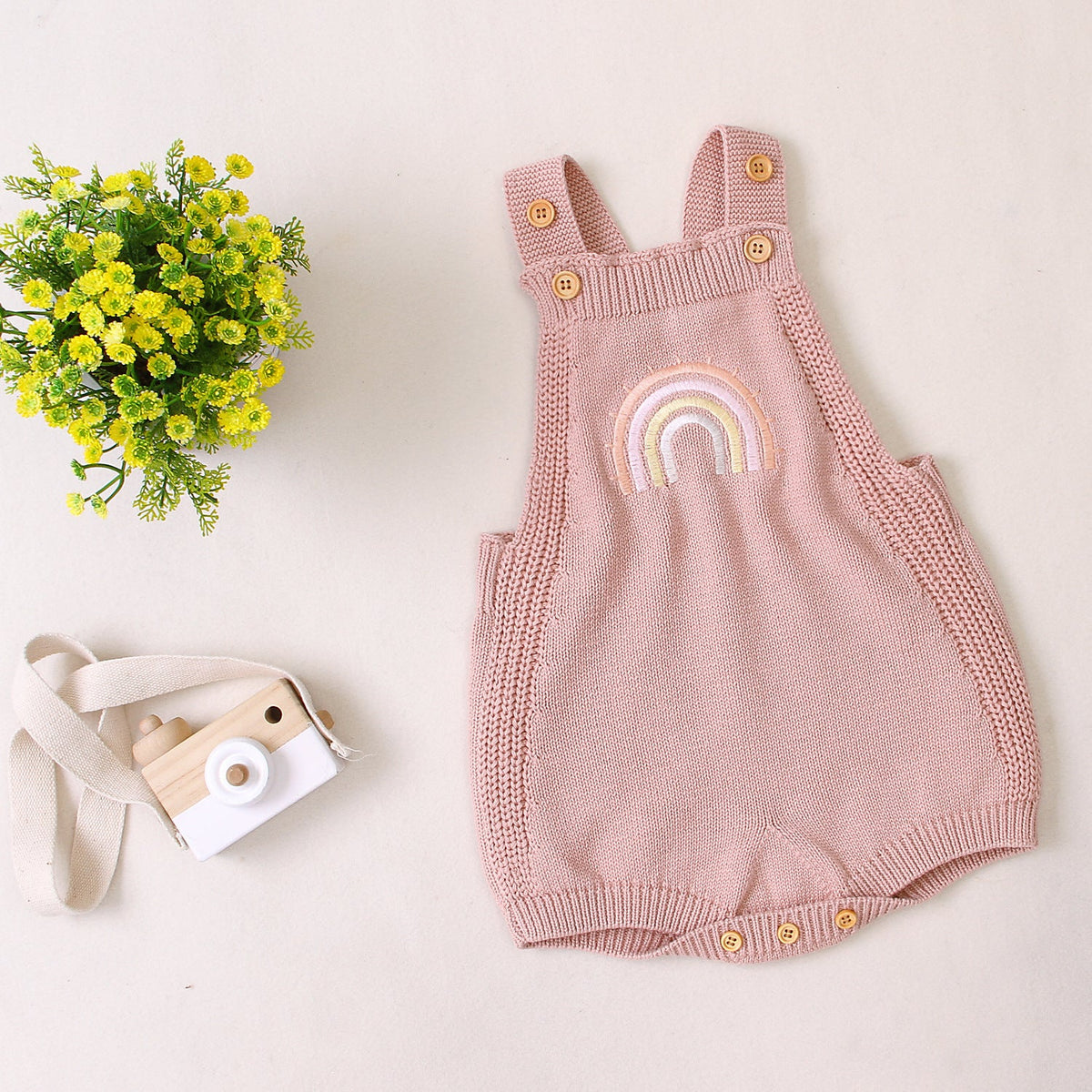 Three Little Tots Knitted jumpsuit triangle halter, additional view
