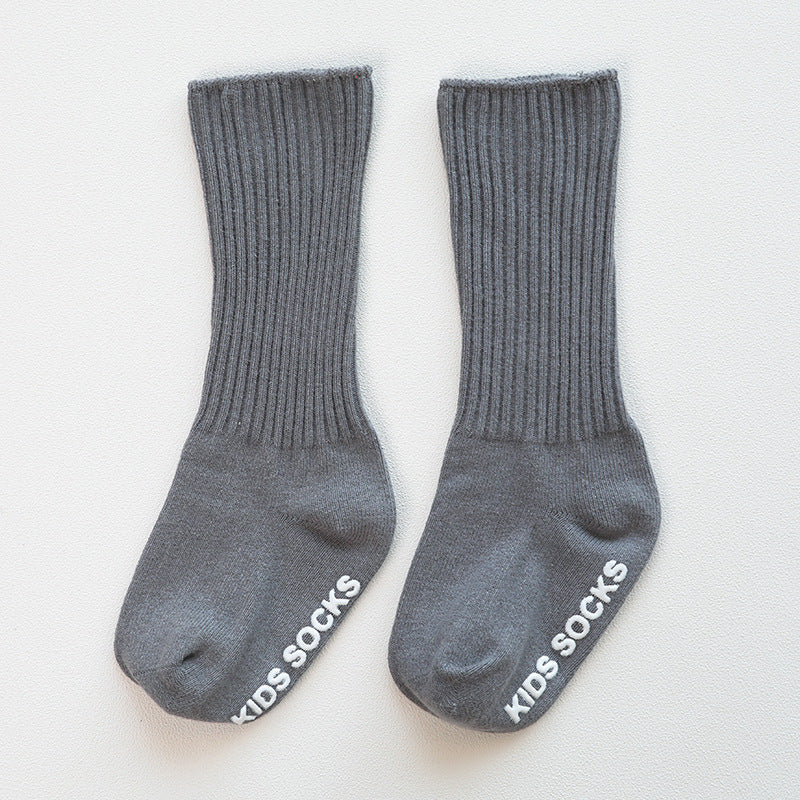 Three Little Tots Autumn and Winter Anti-Skid Dispensing Baby Socks Baby High Socks, in Grey