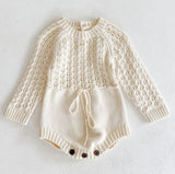 Three Little Tots Girl Baby Knitted Hollow Waist Girdle Long Sleeves Harpy Dress Triangle