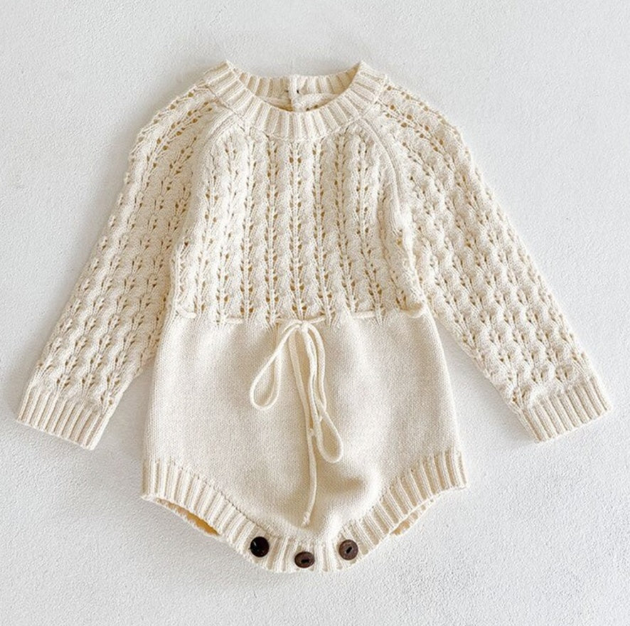 Three Little Tots Girl Baby Knitted Hollow Waist Girdle Long Sleeves Harpy Dress Triangle