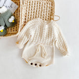 Three Little Tots Girl Baby Knitted Hollow Waist Girdle Long Sleeves Harpy Dress Triangle, additional product photo