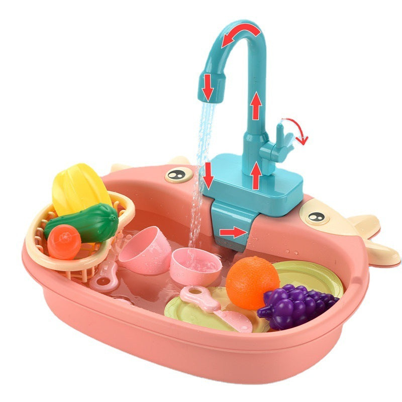 Three Little Tots Children's Play House Electric Recirculating Water Kitchen Simulation Sink, alternate angle
