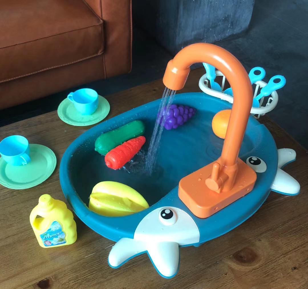 Three Little Tots Children's Play House Electric Recirculating Water Kitchen Simulation Sink, additional product photo
