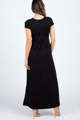 Three Little Tots PinkBlush Petite Black Draped Nursing Maxi Dress, alternate angle