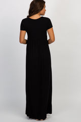 Three Little Tots PinkBlush Petite Black Draped Maternity Nursing Maxi Dress, alternate angle