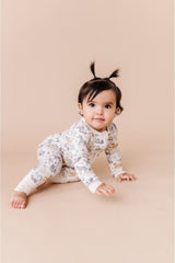 Three Little Tots Bamboo One Piece Zip Pajama - Safari Friends, alternate angle