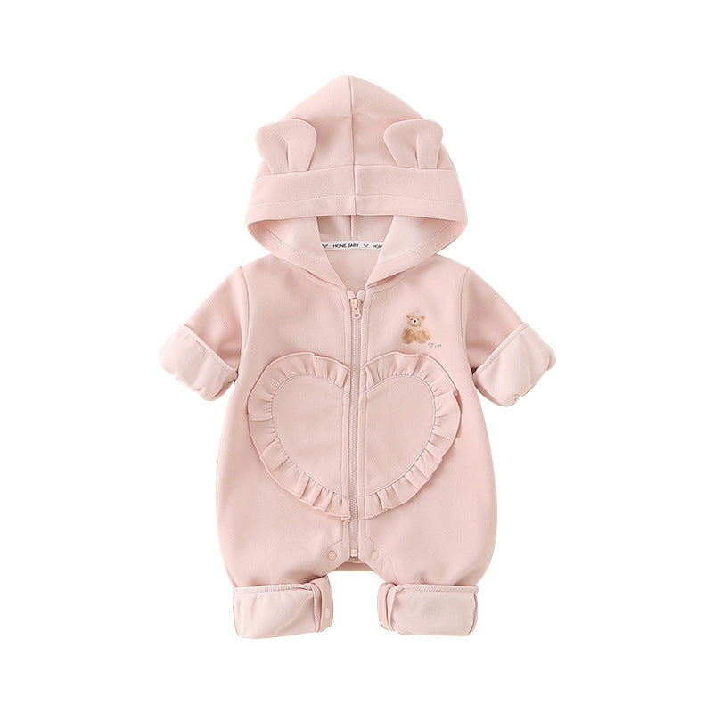 Three Little Tots Baby Girl Hooded Cartoon Cute Jumpsuit Infant Fall Outfit Jumpsuit, extra product detail