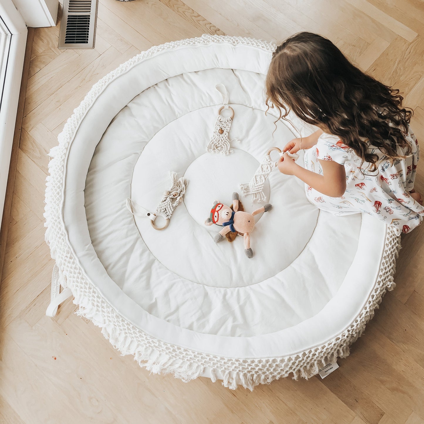 Three Little Tots Macrame Organic Round Play Mat, in Default