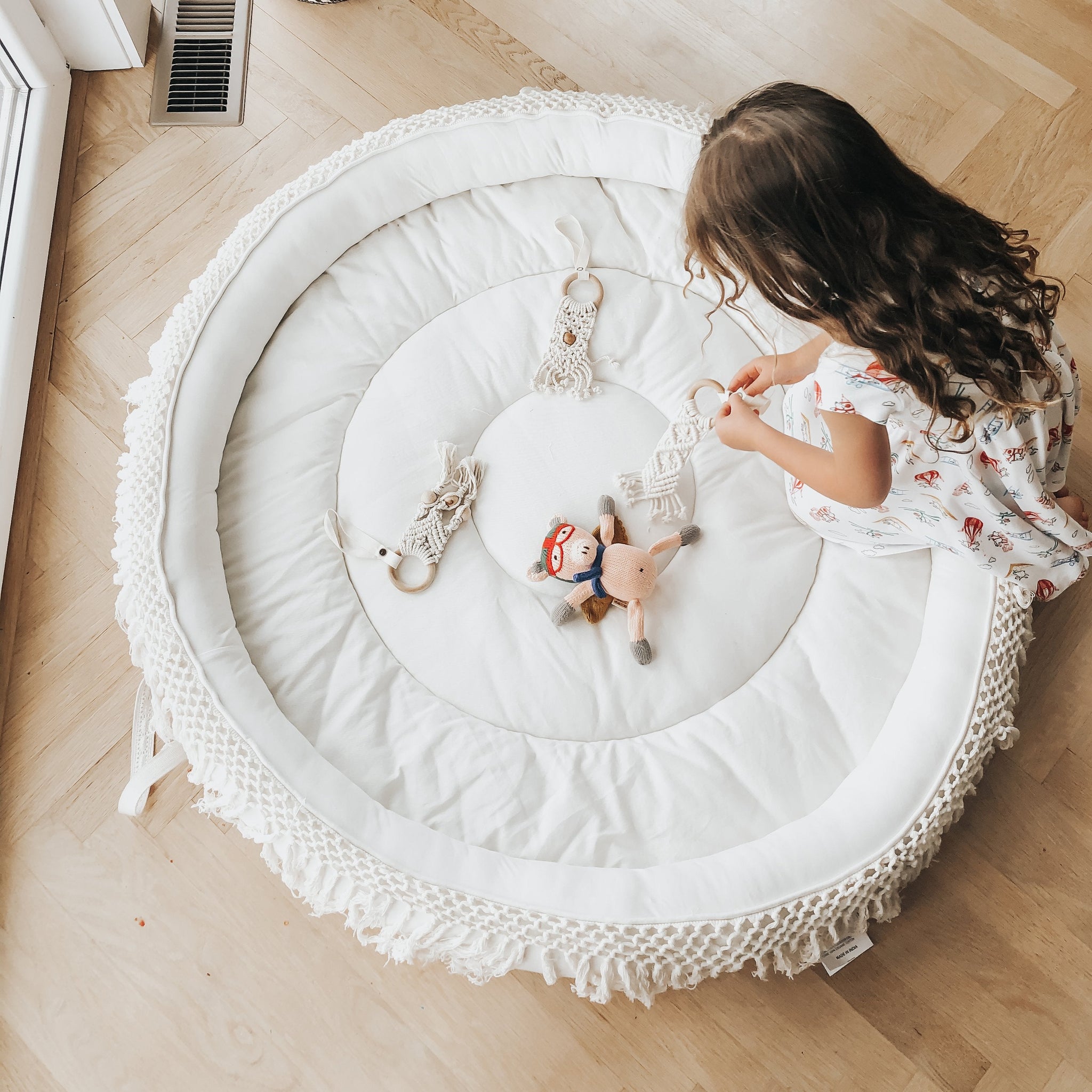 Three Little Tots Macrame Organic Round Play Mat, in Default