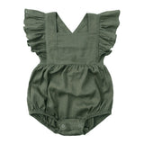 Three Little Tots Baby Cotton And Linen Summer Strap One Piece Suit, third additional photo
