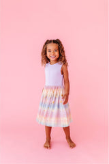 Three Little Tots Preorder Bamboo Tulle Dress - Rainbow Ombre Twinkle, fourth additional photo