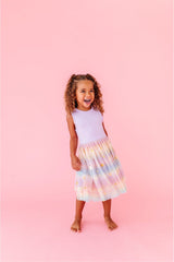 Three Little Tots Preorder Bamboo Tulle Dress - Rainbow Ombre Twinkle, fifth additional photo