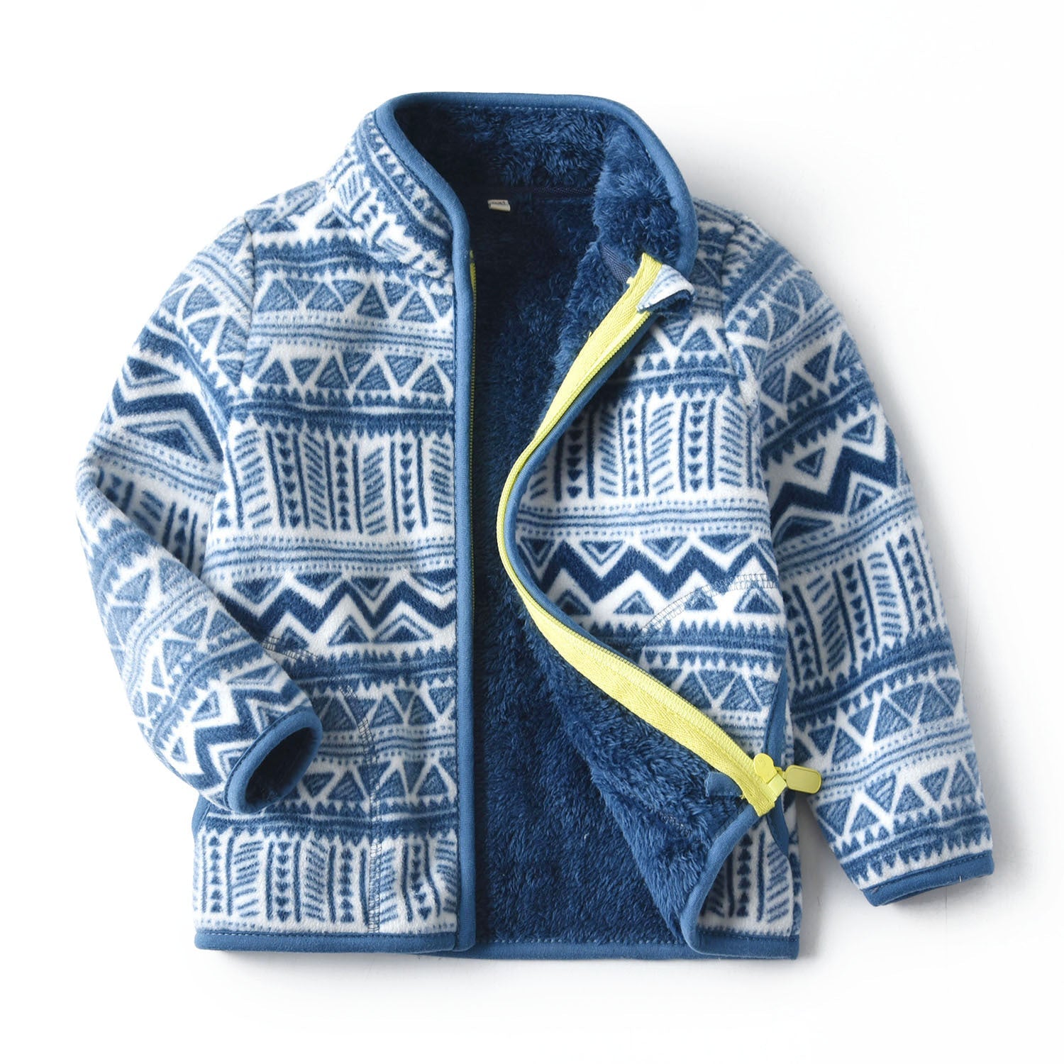 Boys Thick Fur Printed Coats Kids Zipper