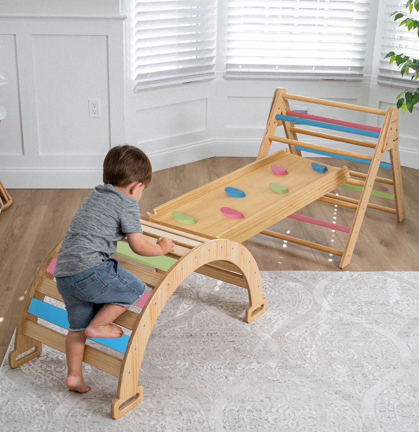 Three Little Tots Hazel Pikler Triangle Slide and Rocker Set, additional product photo