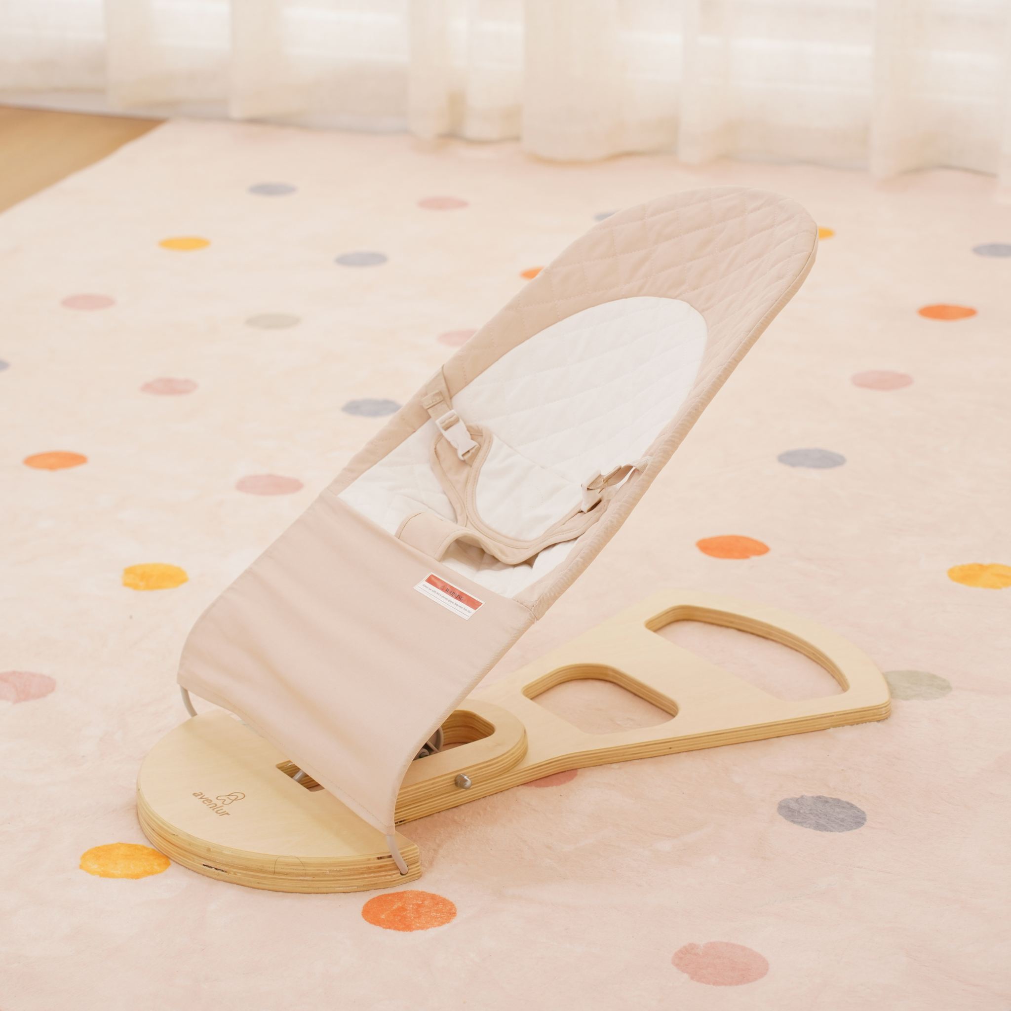 Three Little Tots Fir Baby Bouncer Foldable, in Brown White