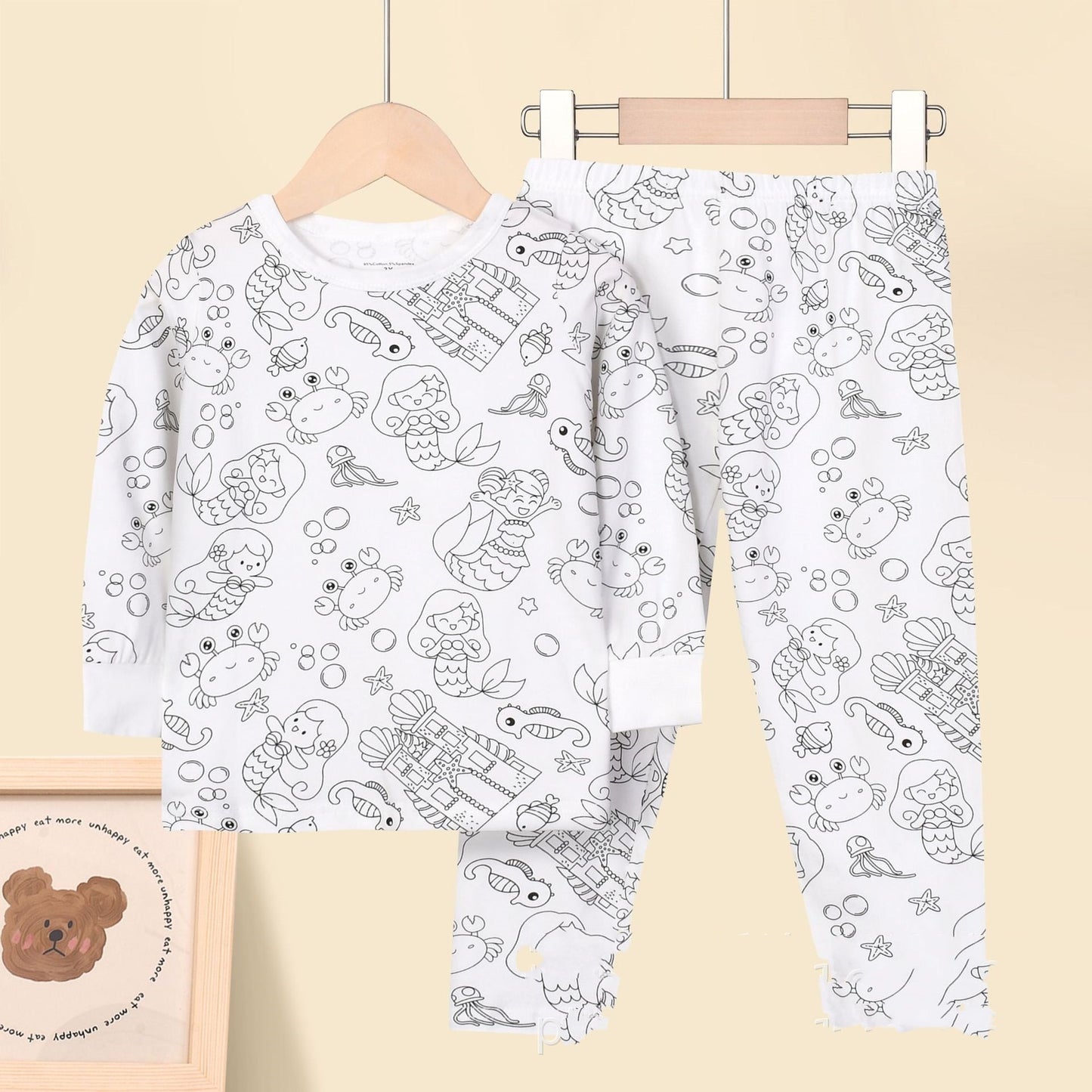 Girls Sketch Coloring Comfortable Children DIY Hand Drawing Suit