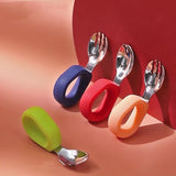 Three Little Tots Children's Stainless Steel Round Handle Fork And Spoon Set, additional view