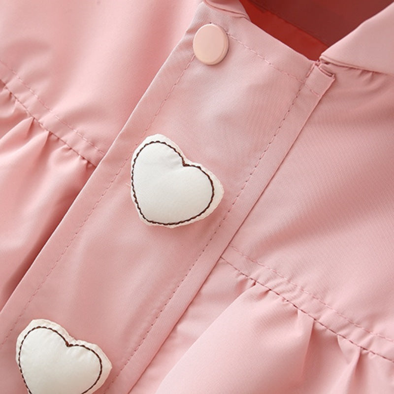 Girl's Love Hooded Trench Coat