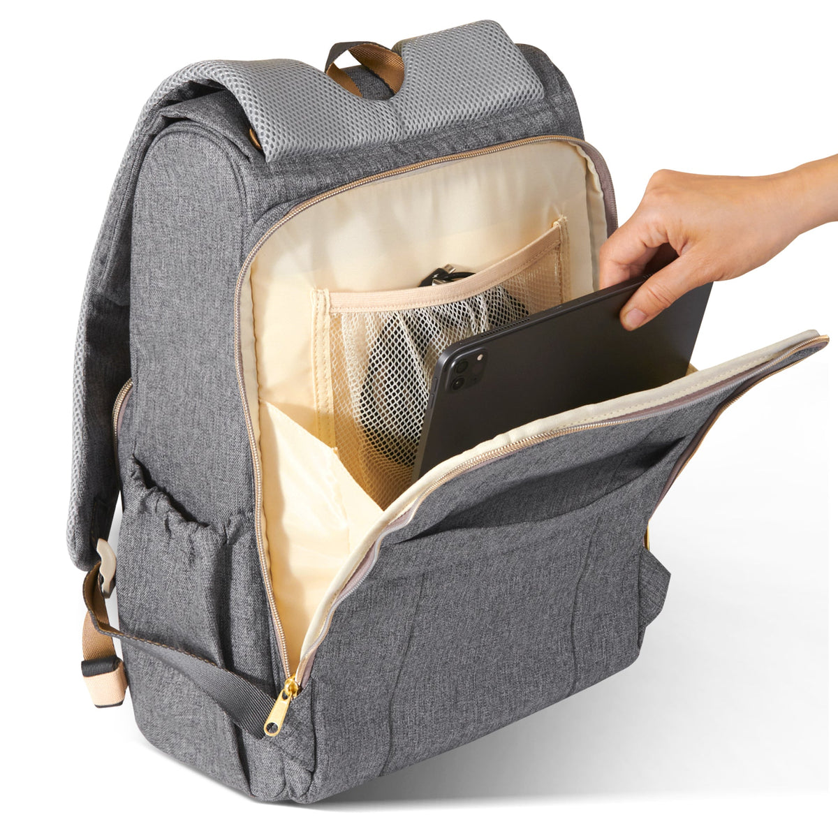 Three Little Tots Canvas Diaper Backpack, alternate angle