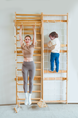 Three Little Tots Neem Swedish Ladder and Rope Wall - 79 Height, alternate angle