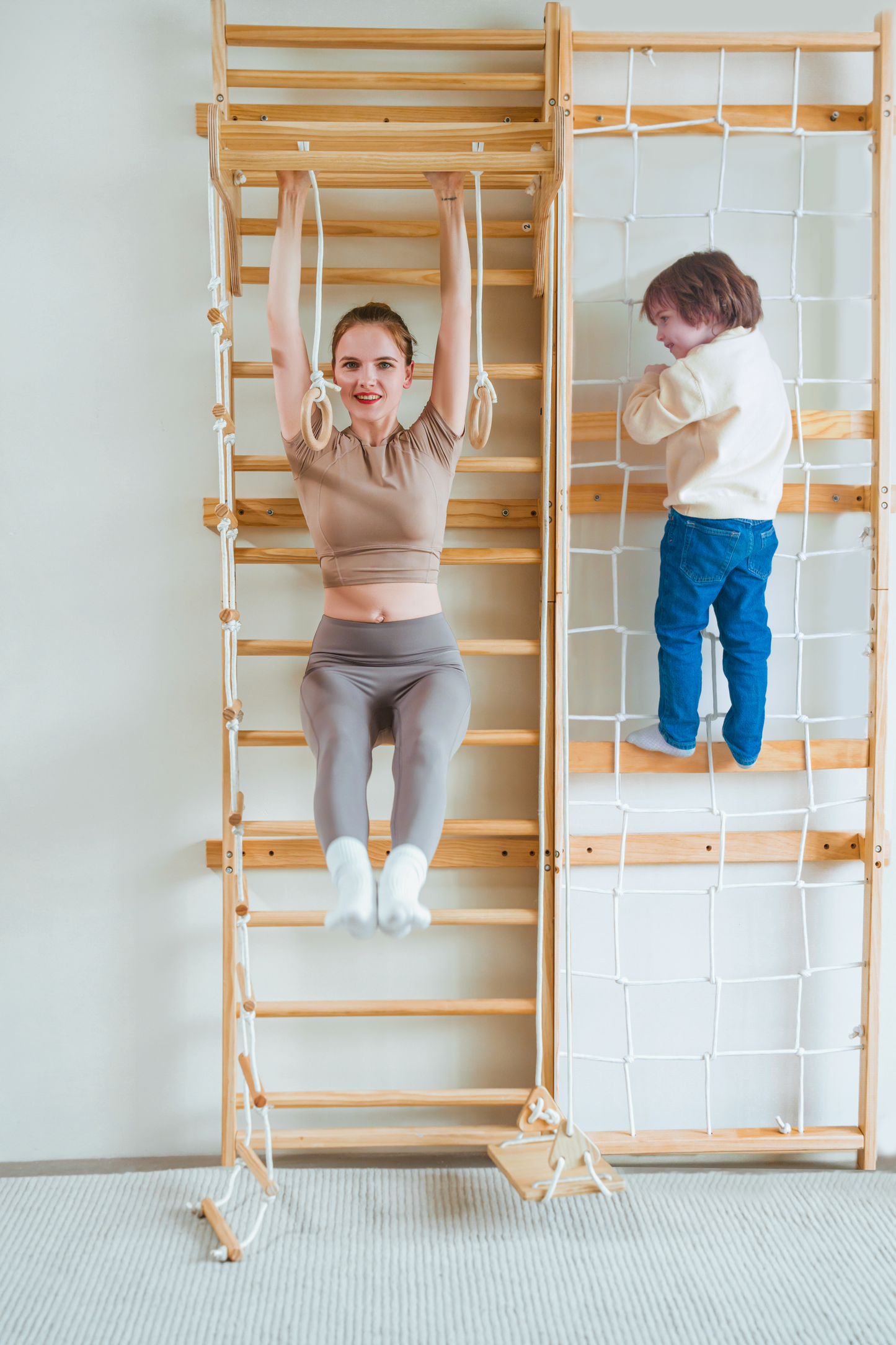 Three Little Tots Neem Swedish Ladder and Rope Wall - 79 Height, additional product photo