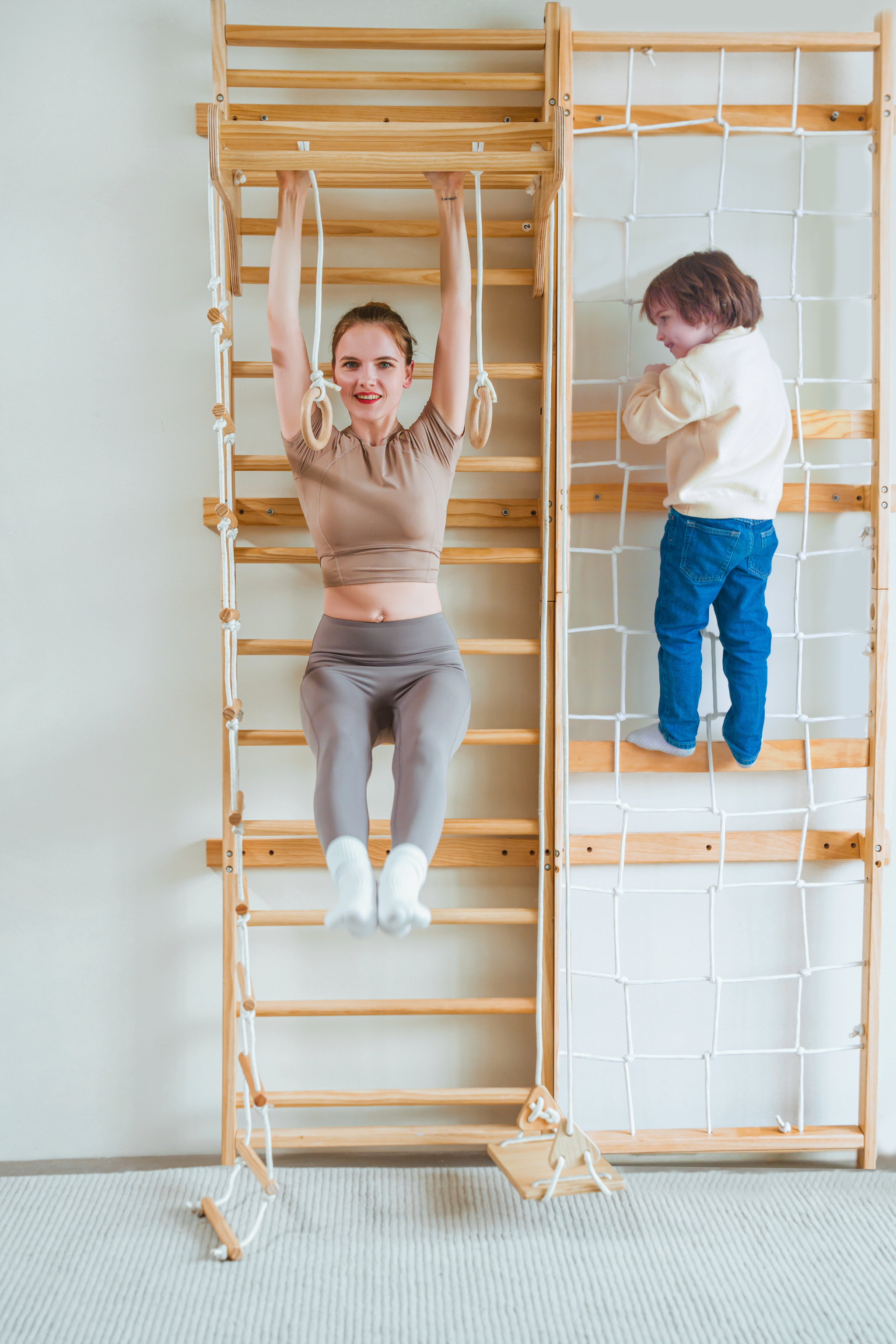Three Little Tots Neem Swedish Ladder and Rope Wall - 79 Height, additional product photo