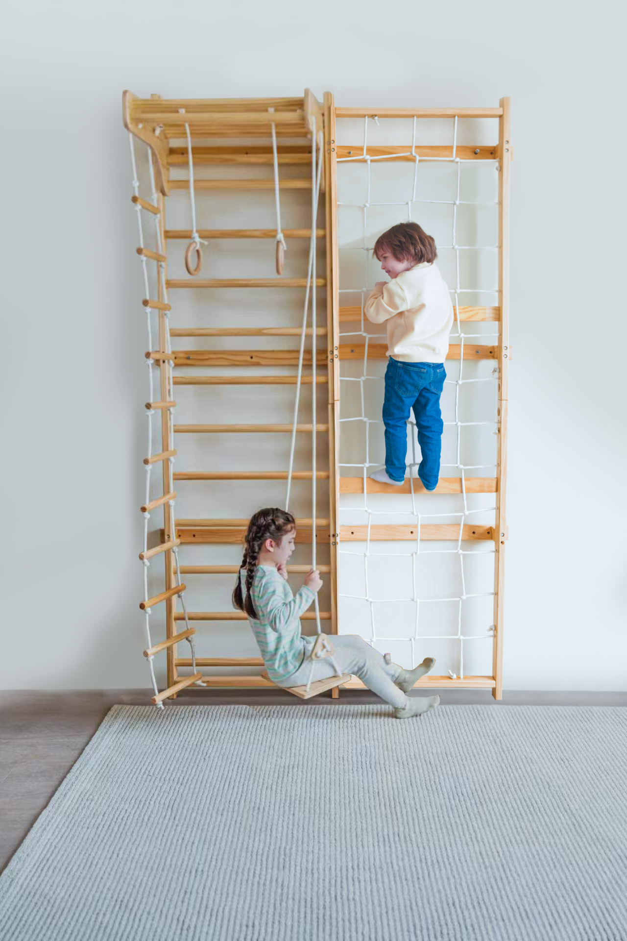 Three Little Tots Neem Swedish Ladder and Rope Wall - 79 Height, supplementary photo
