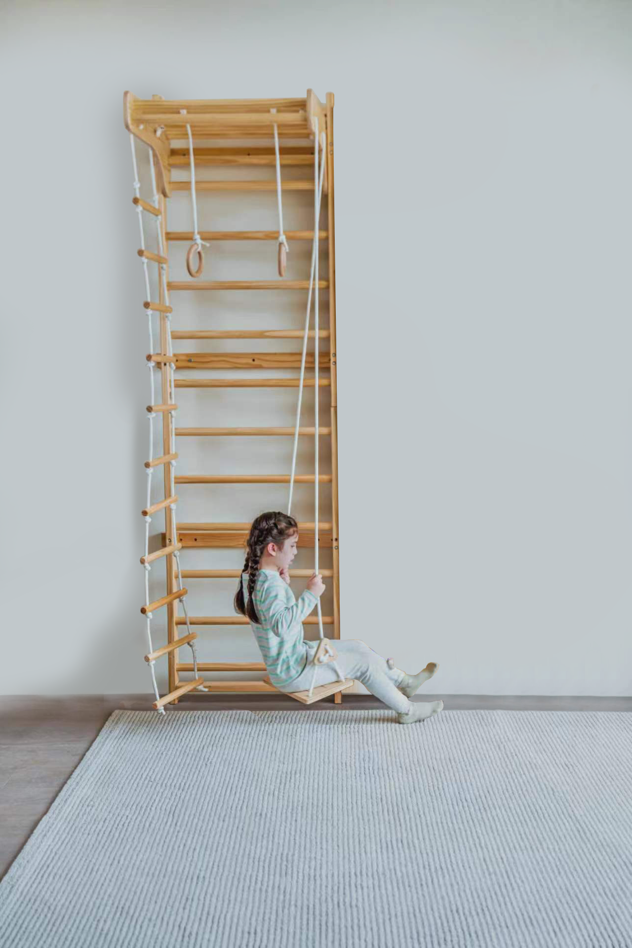 Three Little Tots Betula Swedish Wall Ladder - 79 Height, alternate angle