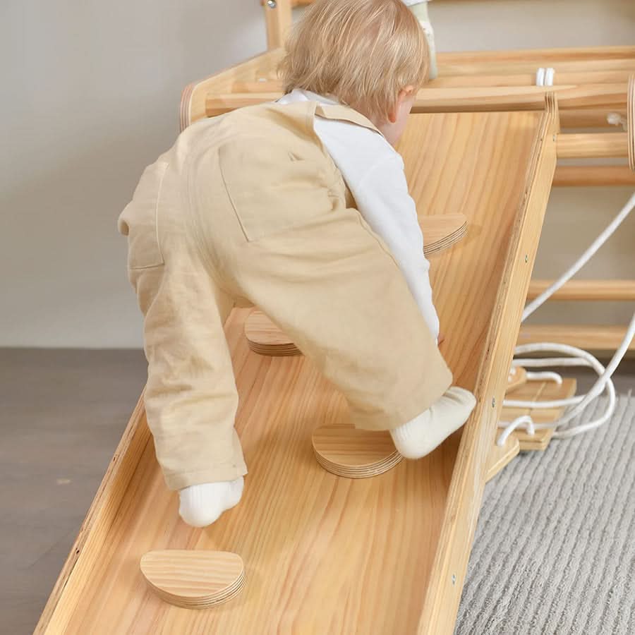 Three Little Tots Neem Swedish Ladder and Rope Wall - 79 Height, another angle
