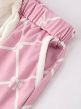 Three Little Tots Mommy and me Autumn Check Bow Girls Lapel Pajamas, second additional photo