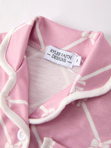 Three Little Tots Mommy and me Autumn Check Bow Girls Lapel Pajamas, third additional photo