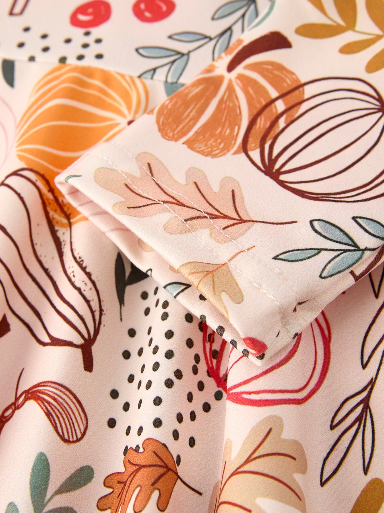 Three Little Tots Fall Thanksgiving Pumpkin Leaf Print Dress, third additional photo