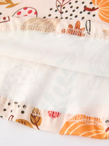 Three Little Tots Fall Thanksgiving Pumpkin Leaf Print Dress, fourth additional photo