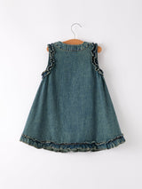 Three Little Tots Vintage Denim Ruffle Girls Dress, additional product photo
