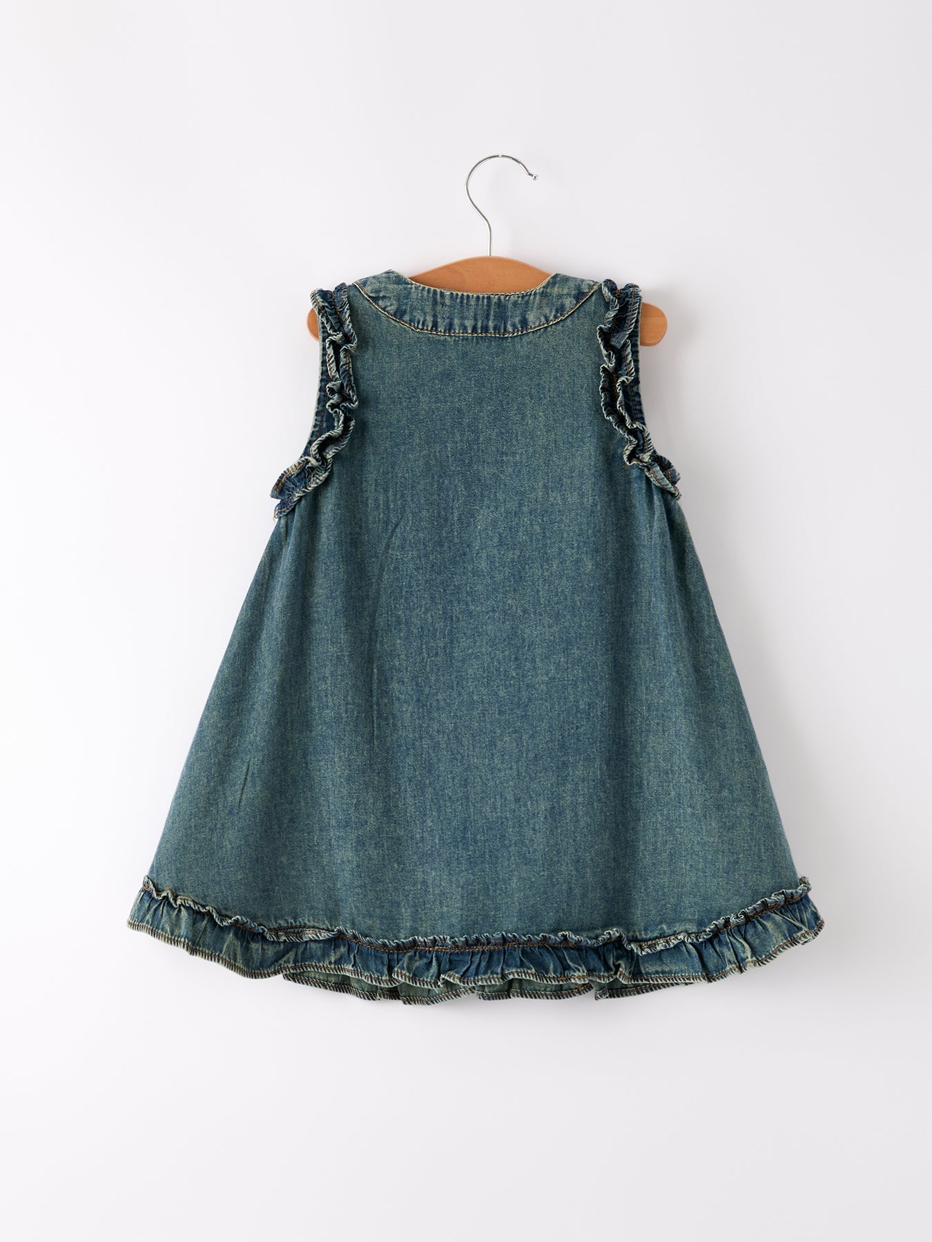 Three Little Tots Vintage Denim Ruffle Girls Dress, additional product photo