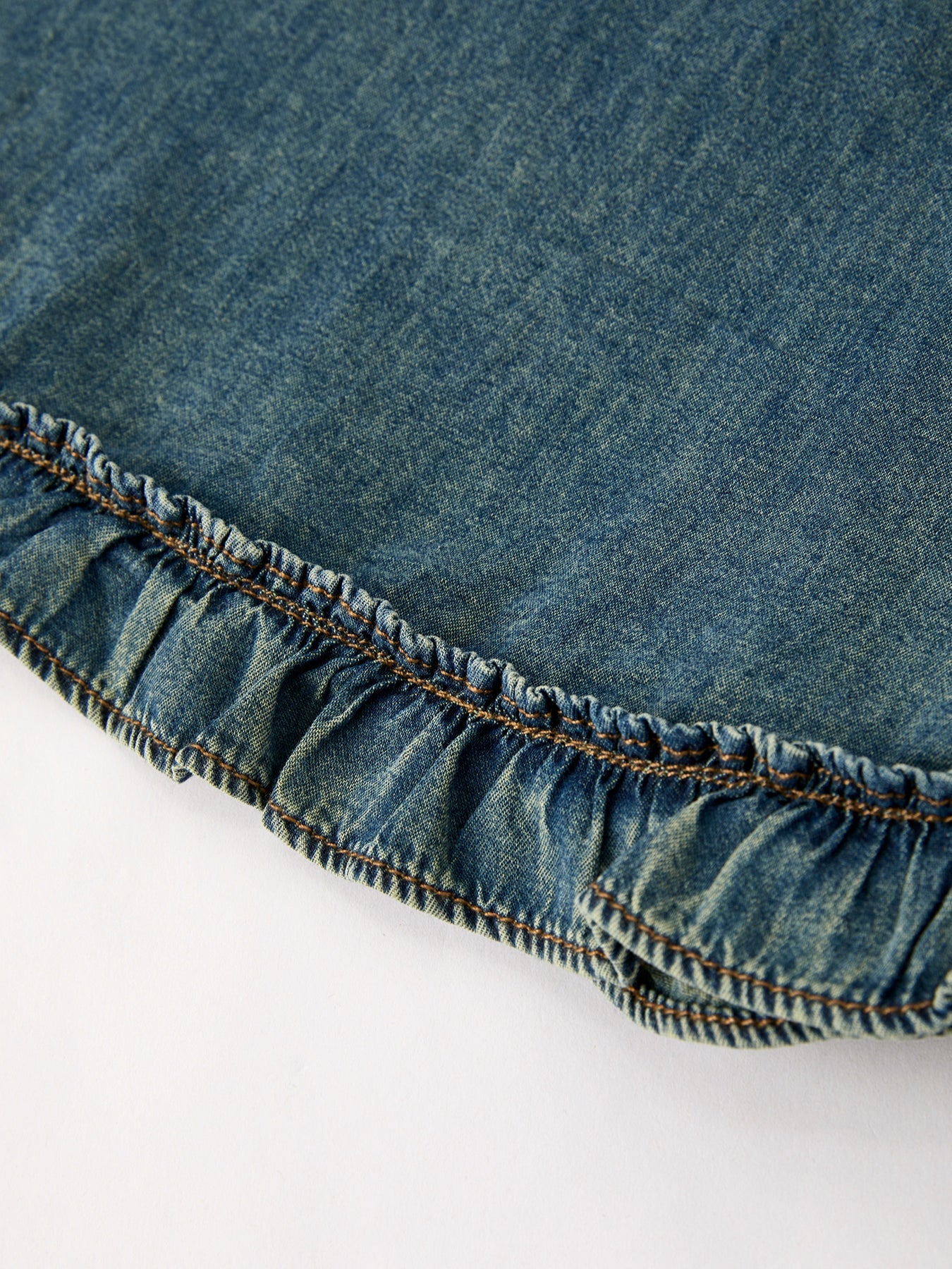 Three Little Tots Vintage Denim Ruffle Girls Dress, additional view