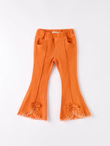 Three Little Tots Orange Flared Elastic Jeans