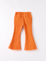 Three Little Tots Orange Flared Elastic Jeans, additional product photo