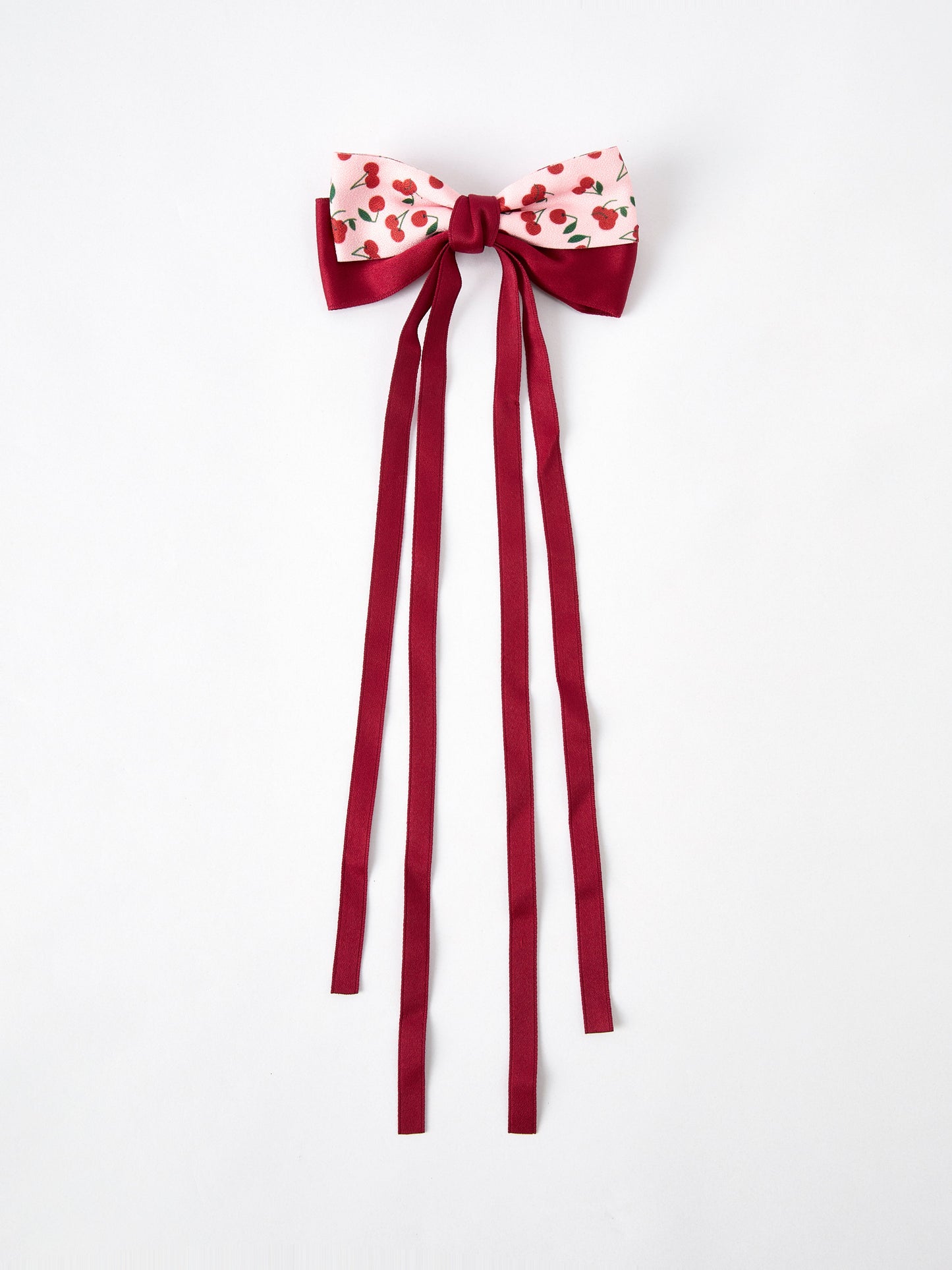 Three Little Tots Cherry Bow Ribbon 4 5 Inch Hairpin