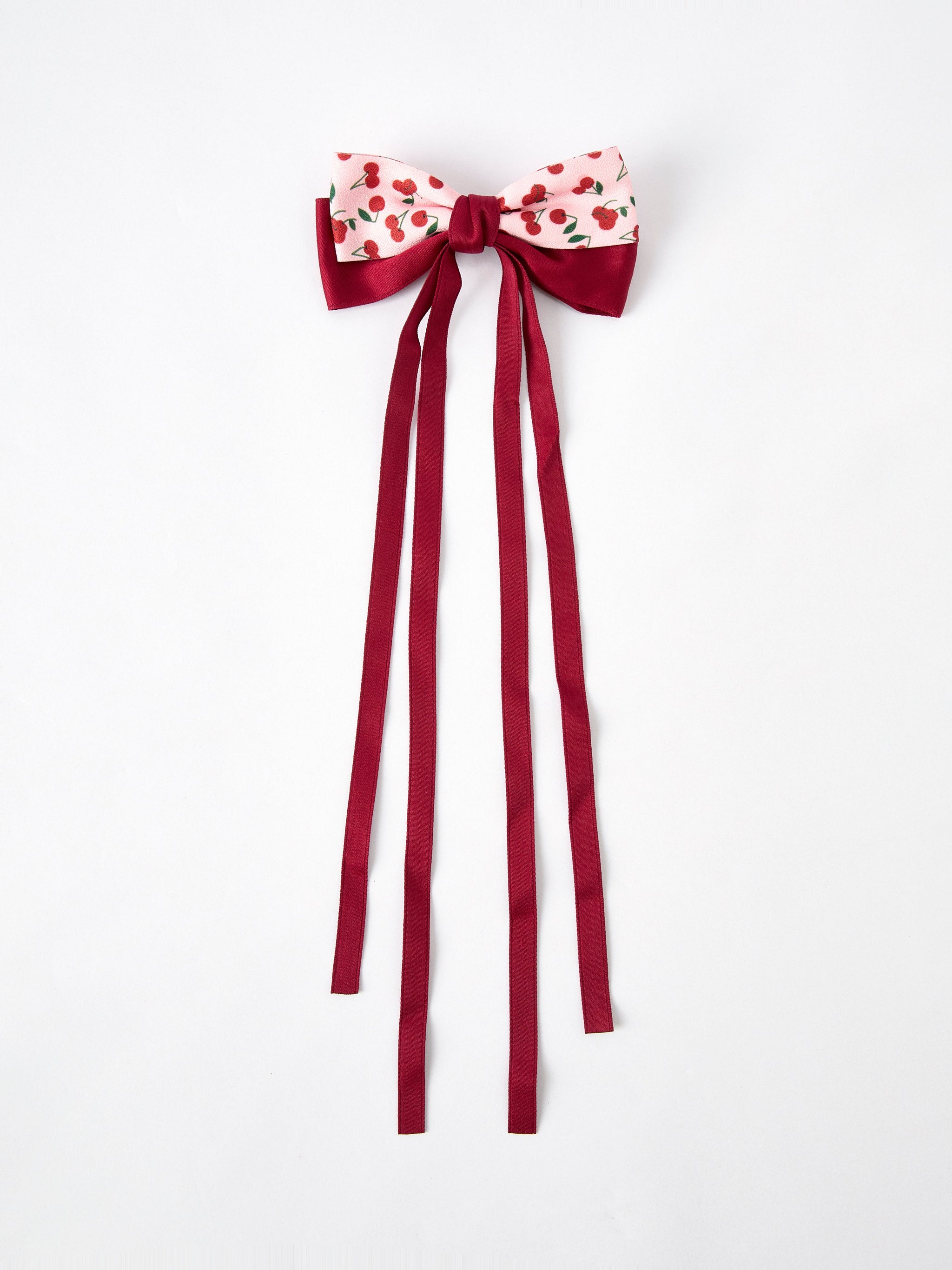 Three Little Tots Cherry Bow Ribbon 4 5 Inch Hairpin