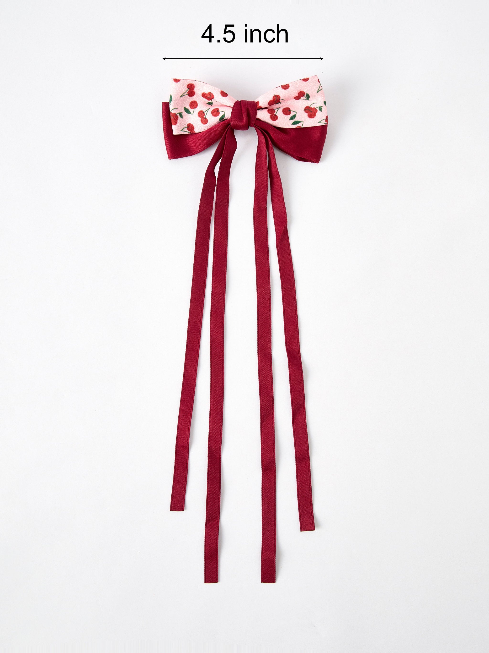 Three Little Tots Cherry Bow Ribbon 4 5 Inch Hairpin, additional product photo