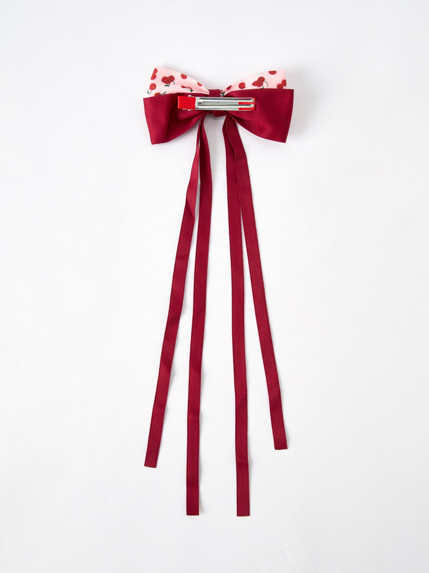 Three Little Tots Cherry Bow Ribbon 4 5 Inch Hairpin, alternate angle