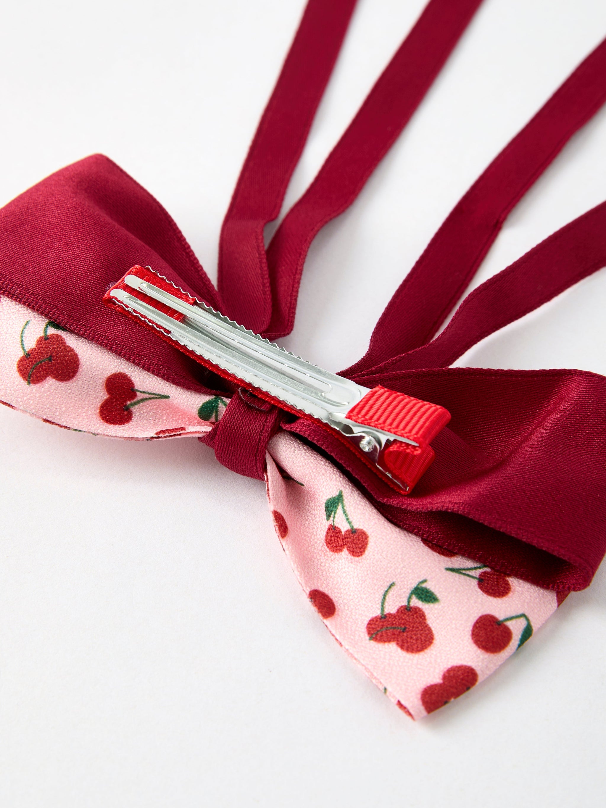 Three Little Tots Cherry Bow Ribbon 4 5 Inch Hairpin, additional view