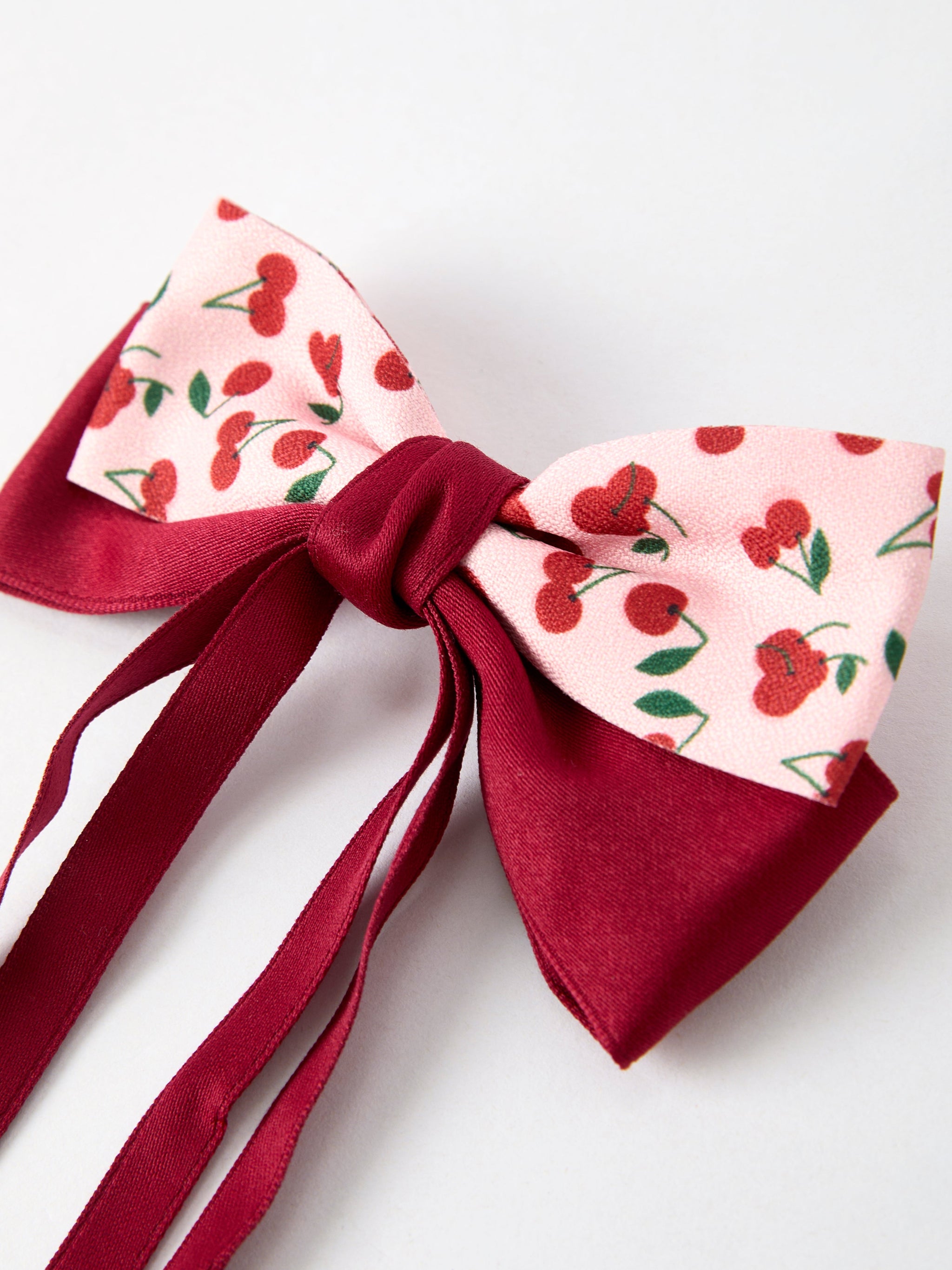 Three Little Tots Cherry Bow Ribbon 4 5 Inch Hairpin, extra product detail