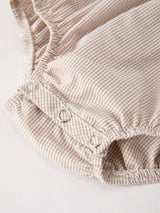 Three Little Tots Fall Halloween and Thanksgiving Pumpkin Embroidery Smock Plaid Baby Girl Romper, fourth additional photo