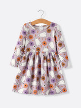 2 Piece Halloween Ghost Striped Girls Dress Set