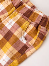 Three Little Tots Fall Thanksgiving Brown Plaid Bow Trousers, alternate angle